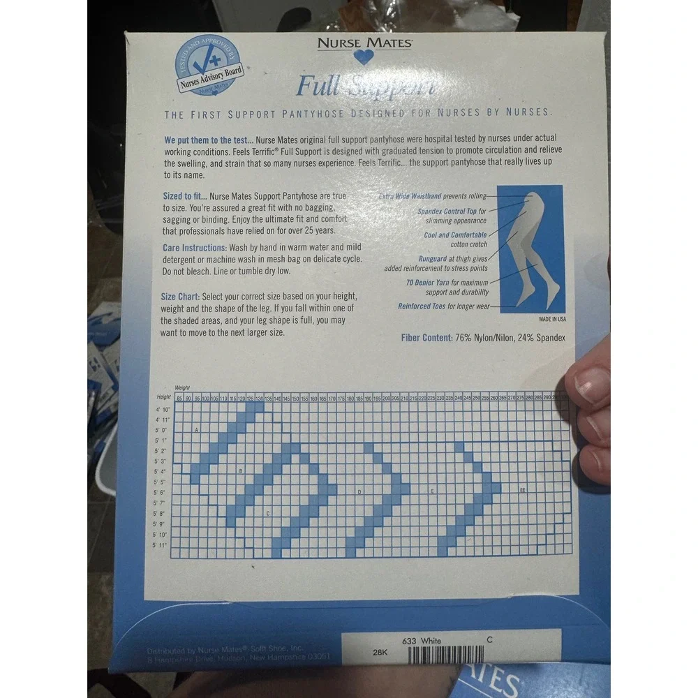 Nurse Mates Full Support Pantyhose Set of 5 Size C 6mmHg Compression Mix Colors